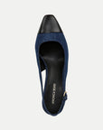 Cecile Denim Cap-Toe Slingback Pump Denim Blue/Black