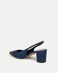 Cecile Denim Cap-Toe Slingback Pump Denim Blue/Black