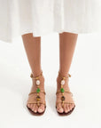 Alba Gemstone Sandal Gold Sandals - Flat Sandals Veronica Beard - Shoes 