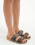 Prue Woven Leather Sandal Eclipse/Coconut Sandals - Flat Sandals Veronica Beard - Shoes 