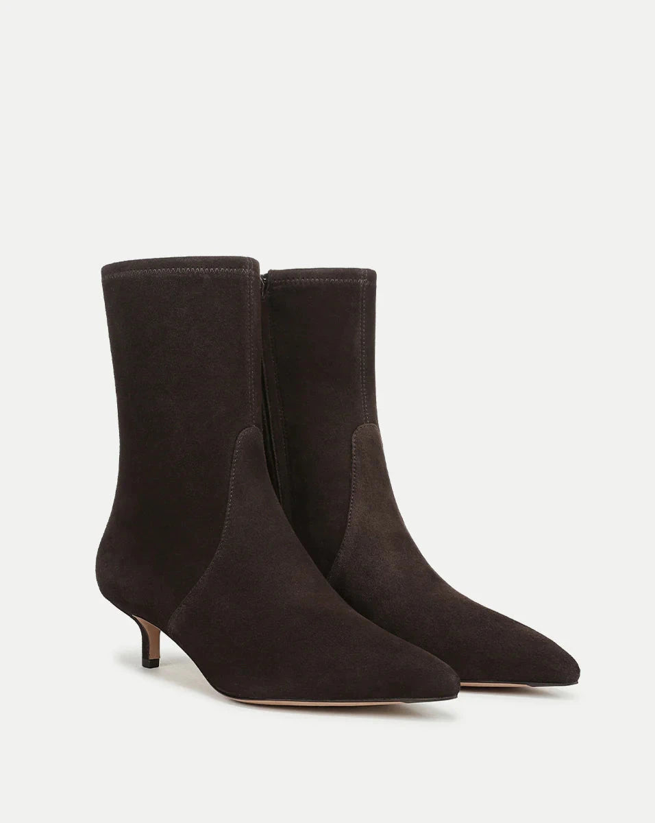 Lisa Stretch Kitten-Heel Ankle Boot Espresso Boots - Booties Veronica Beard - Shoes 