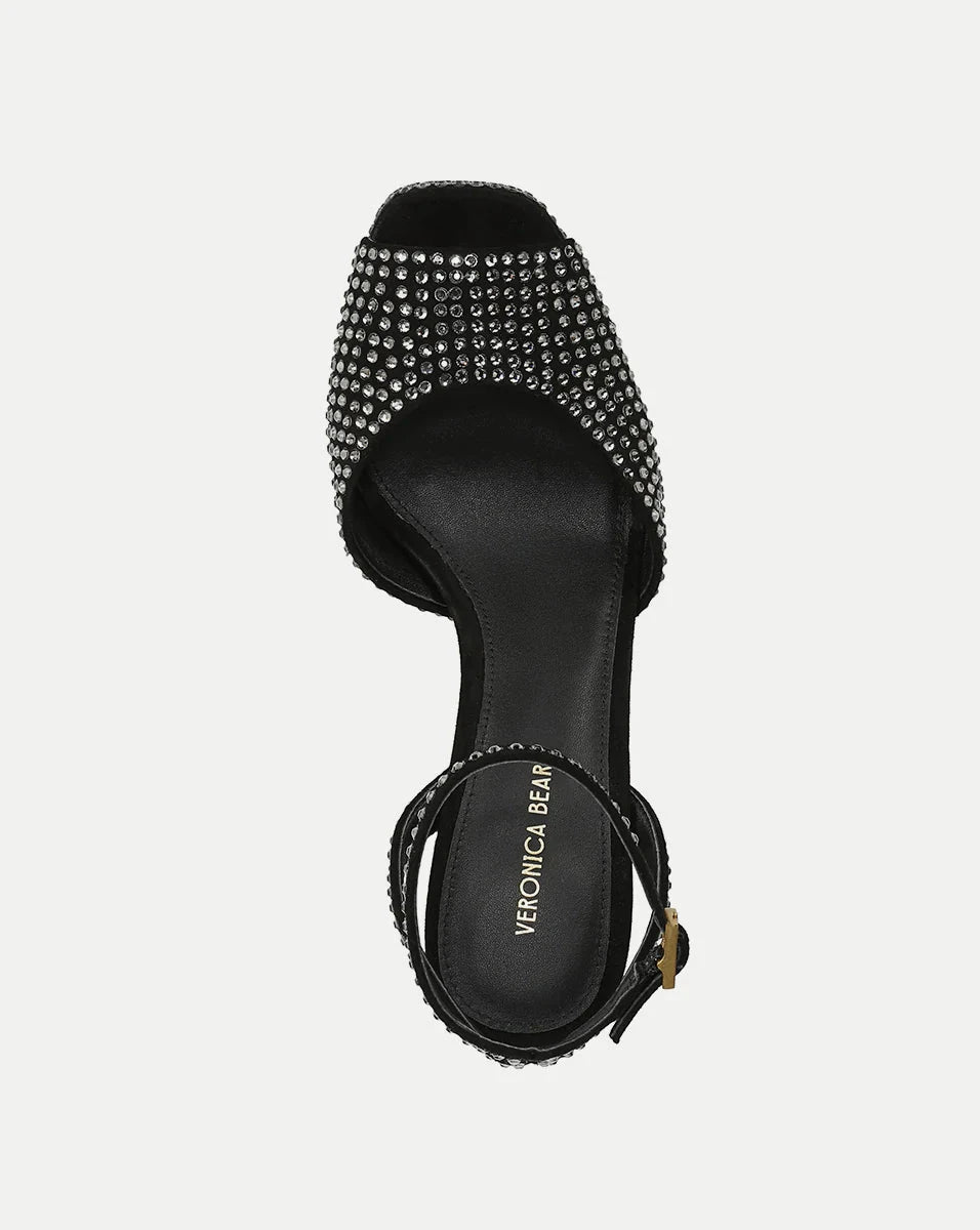 Brianne Crystal Platform Sandal Black Sandals - Heeled Sandals Veronica Beard - Shoes 