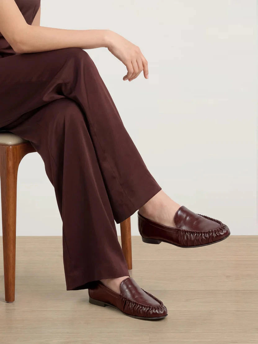Prilla Leather Loafer Burgundy Flats - Loafer Veronica Beard - Shoes 