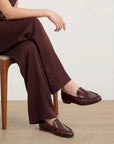 Prilla Leather Loafer Burgundy Flats - Loafer Veronica Beard - Shoes 