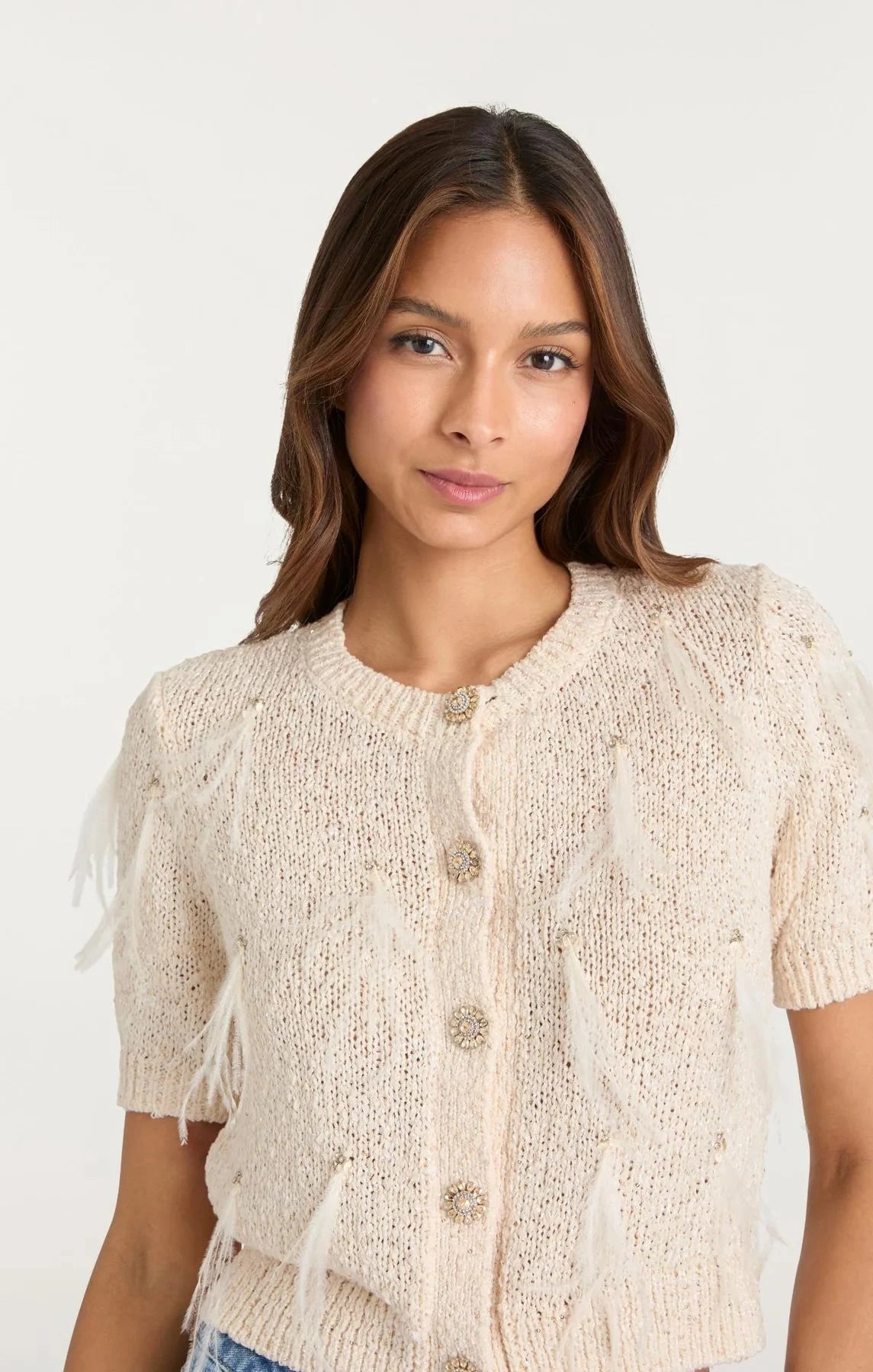 Coralie Cardigan Natural/Sequin Sweater - Cardigans Cinq A Sept 