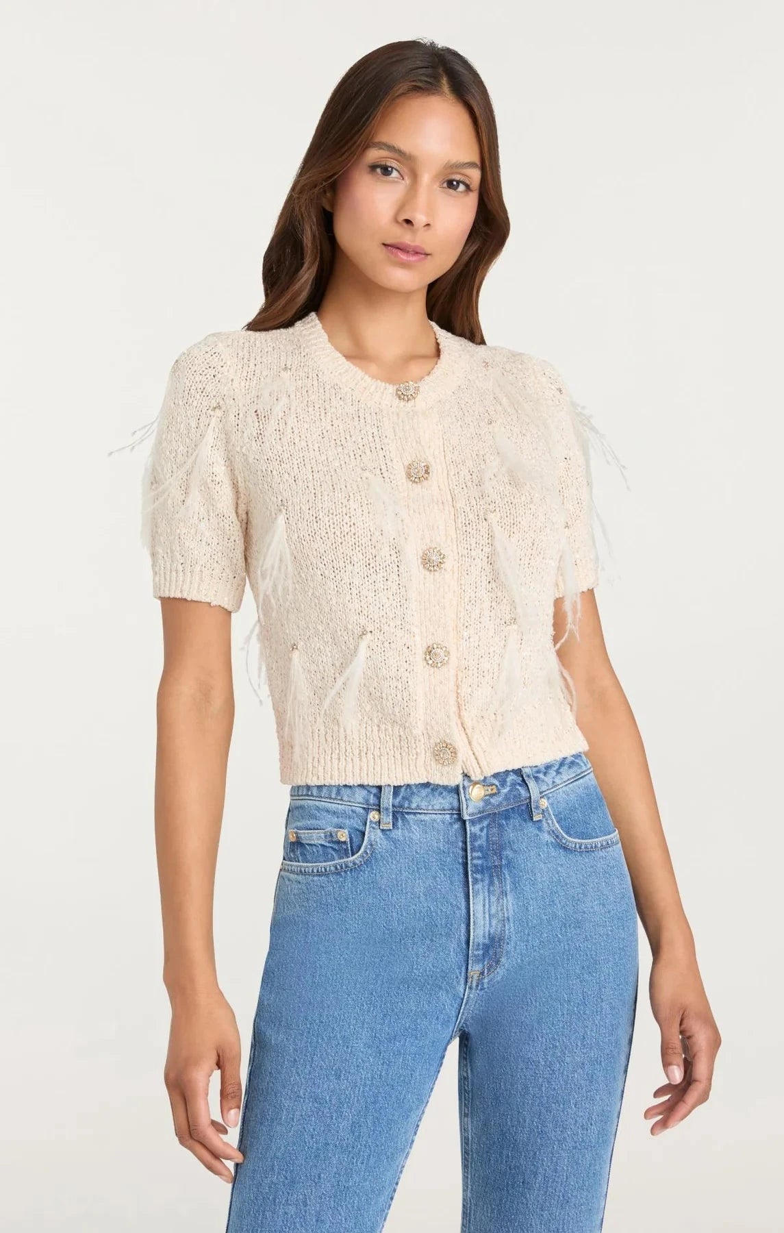 Coralie Cardigan Natural/Sequin Sweater - Cardigans Cinq A Sept 