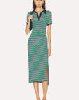 Shelby Knit Polo Midi Dress Kelly Green Stripe Dresses - Midi Simkhai 
