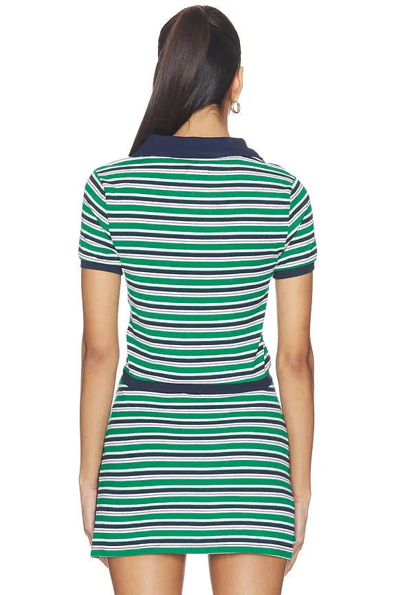 Marine Knit Polo Kelly Green Stripe polo Simkhai 