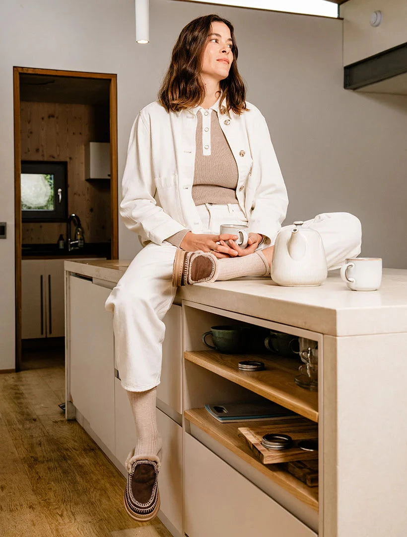 Jun 4.1 Slippers Chocolate Suede Wheat Flats - Mule laidbacklondon 