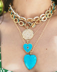 Love Carry Your Heart Pendant Turquoise 32" Mini Twist Chain Necklaces Jane Win 