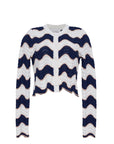 Jolene Cardigan Crochet Wave Stripe Sweater - Cardigans Cara Cara 