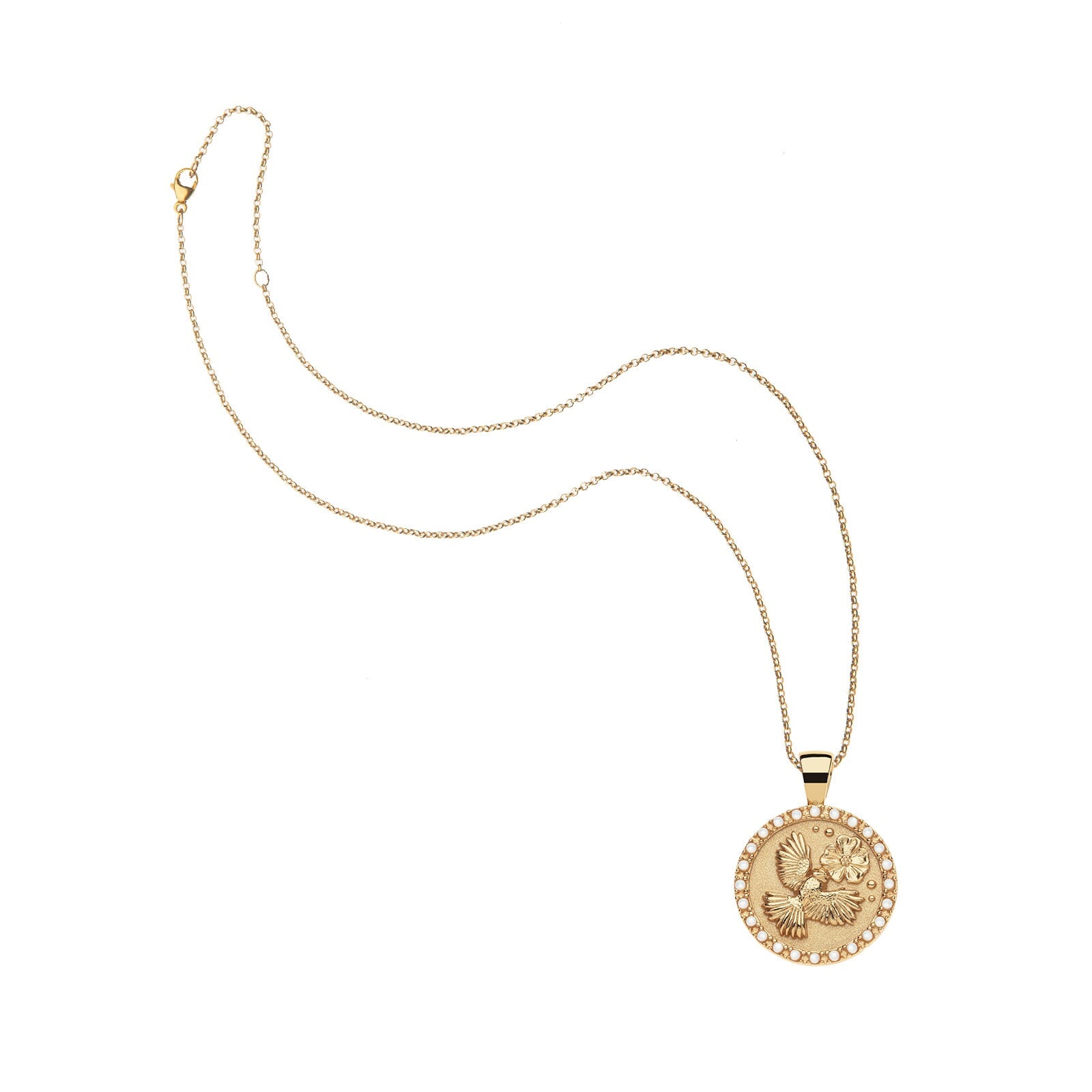 Joy Chickadee Small Embellished Pendant Coin 16-18" Classic Rolo Necklaces Jane Win 