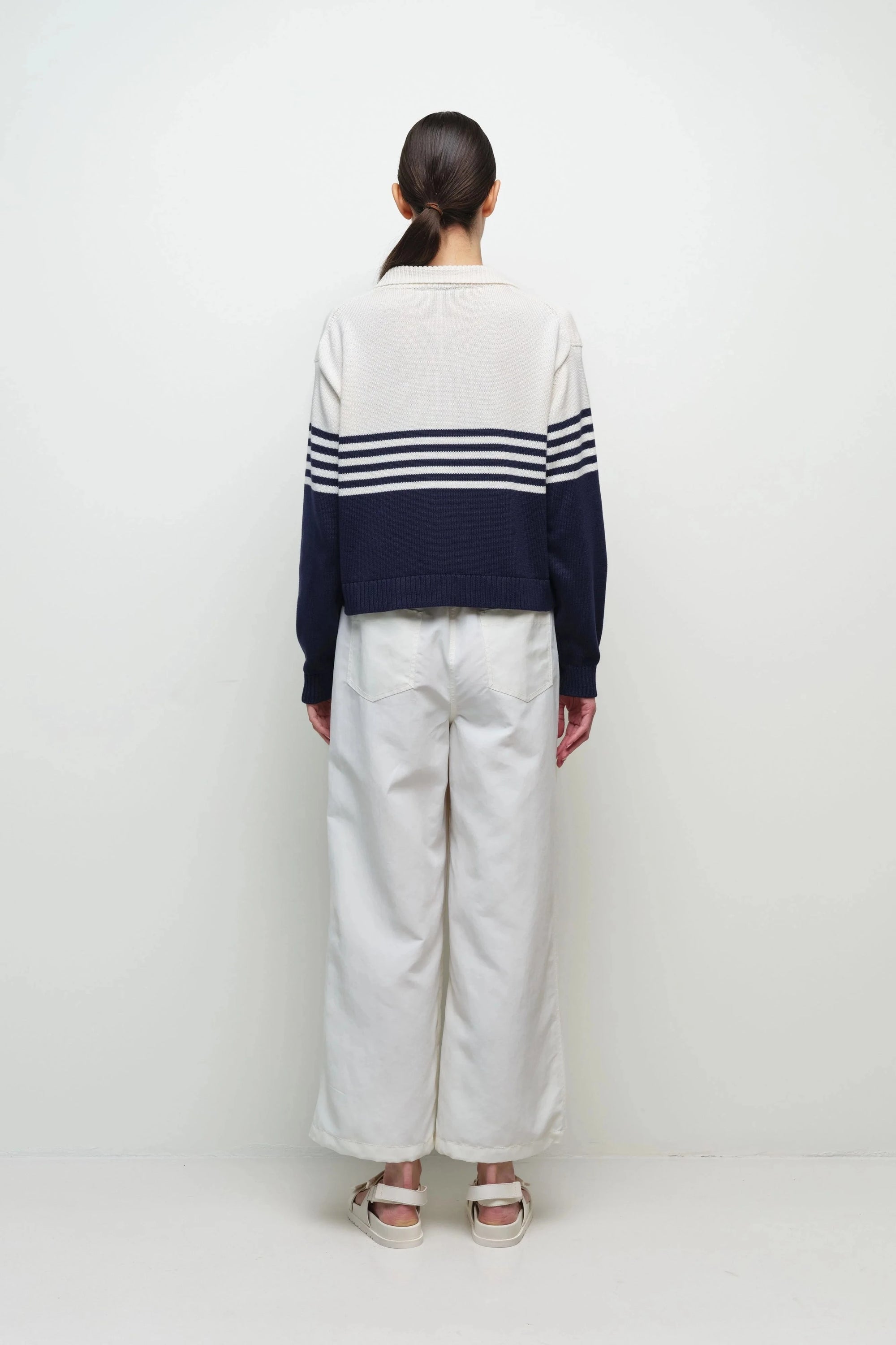 Jules Knit Polo Midnight Stripe Sweater - V-Neck Simkhai 