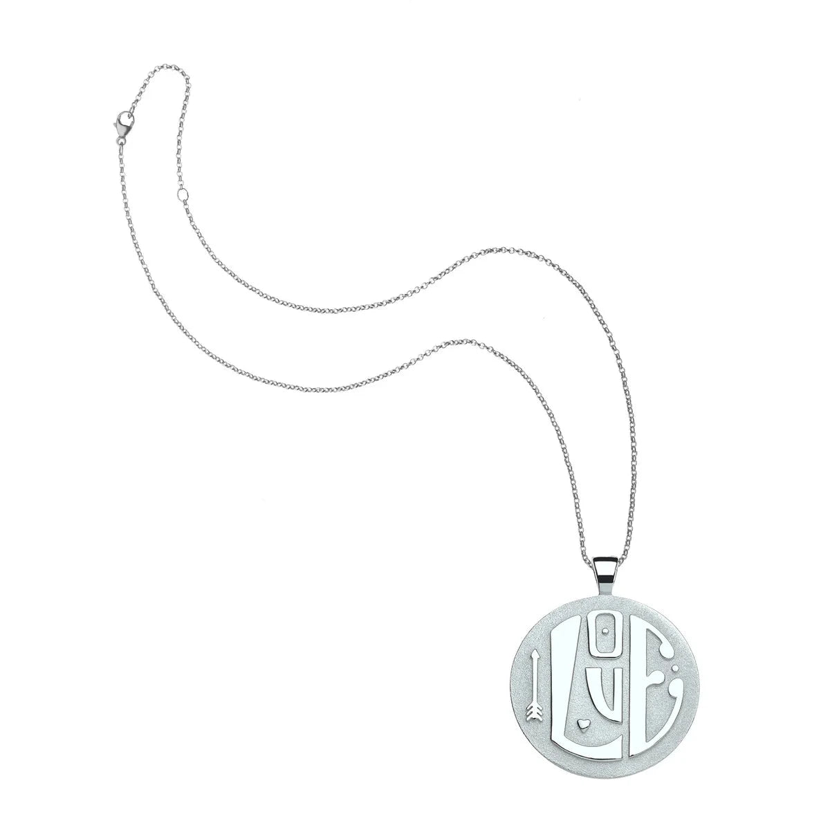 Jumbo Love Pendant in Silver 16-18" Classic Rolo Necklaces Jane Win 