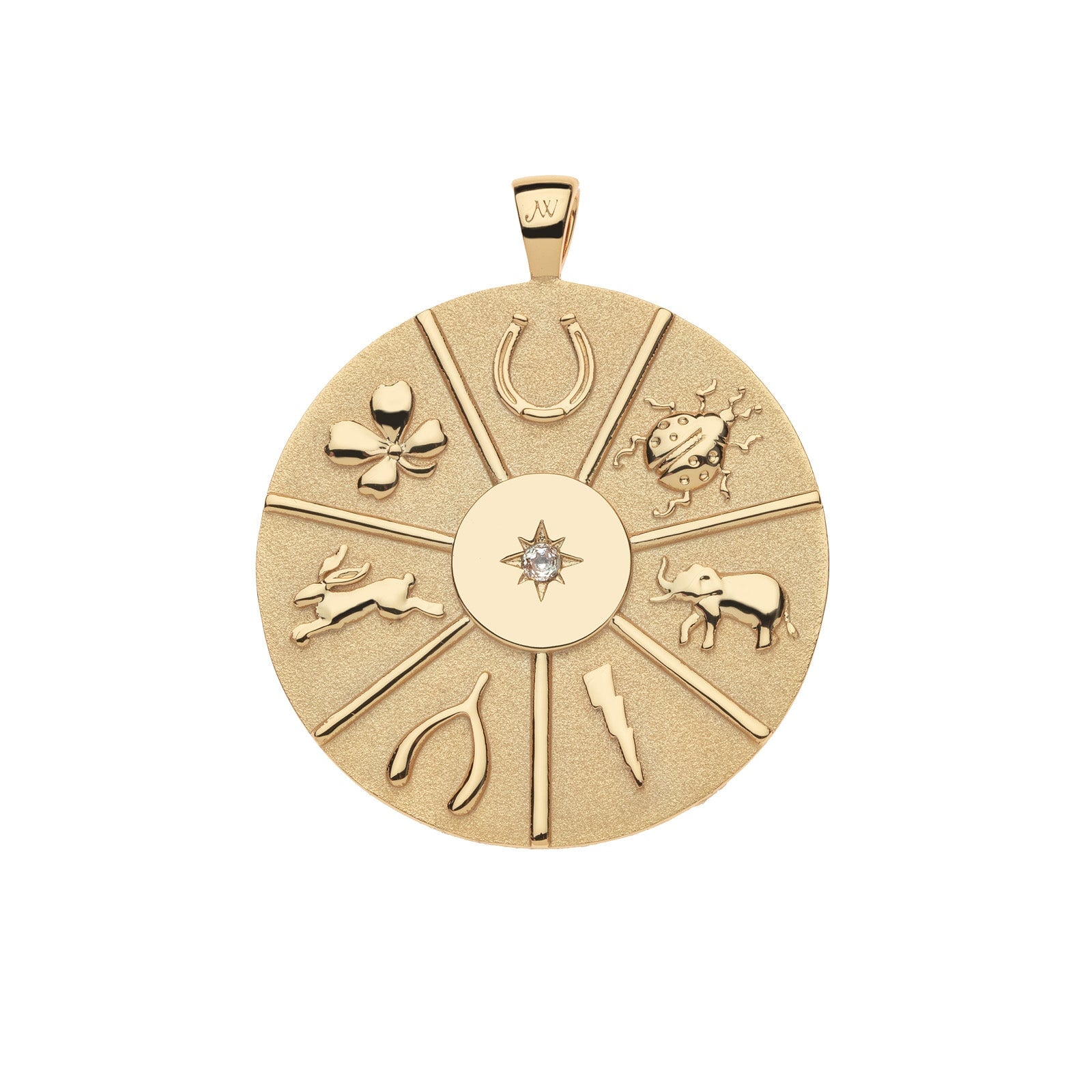 Jumbo Lucky Signs Pendant 16-18" Classic Rolo Necklaces Jane Win 