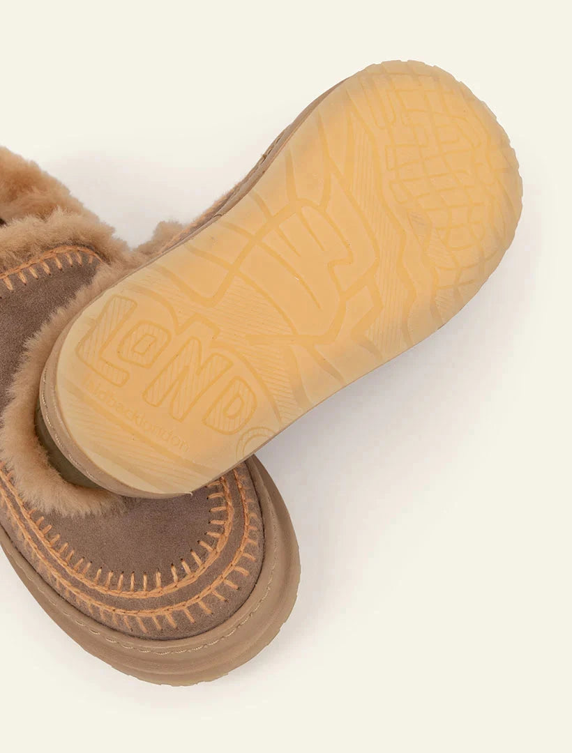 Jun 4.1 Slippers Taupe Suede Peach Flats - Mule laidbacklondon 