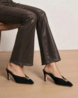 Rochelle Cabochon Suede Mule Black Pumps - High Veronica Beard - Shoes 