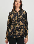 Kate Shirt Noir Leopard Tops - Button Down Rails 