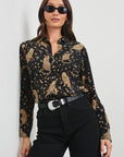 Kate Shirt Noir Leopard Tops - Button Down Rails 