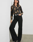 Kate Shirt Noir Leopard Tops - Button Down Rails 