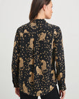 Kate Shirt Noir Leopard Tops - Button Down Rails 