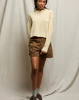 Kiki Cropped Mock Neck Cotton Sweater Custard Sweater - Turtleneck perfectwhitetee 