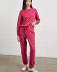 full front view of rails kingston pink midnight hearts sweatpants with matching ramona sweatshirt