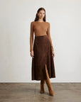 Suede Hudson Skirt Chocolate Skirts - Midi Tanya Taylor 