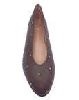 Kira Taupe Studded Leather Flats - Ballet French Sole 