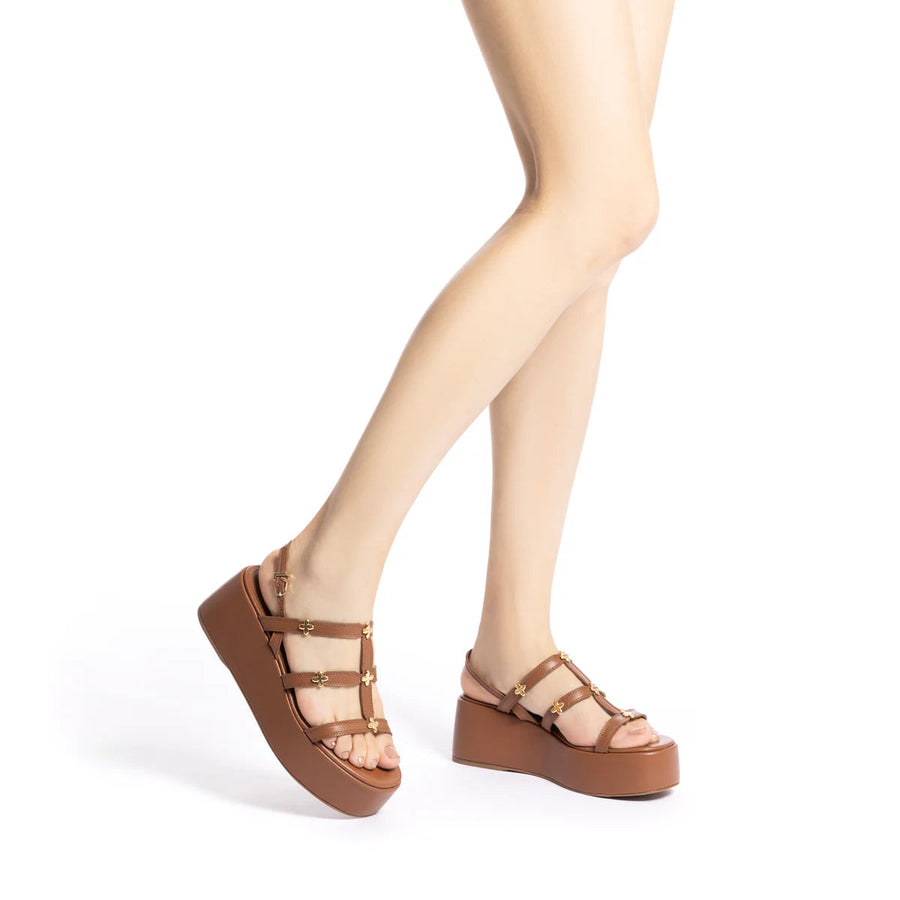 Harmony Flatform Sandal Caramel Wedges - Wedge Larroude 