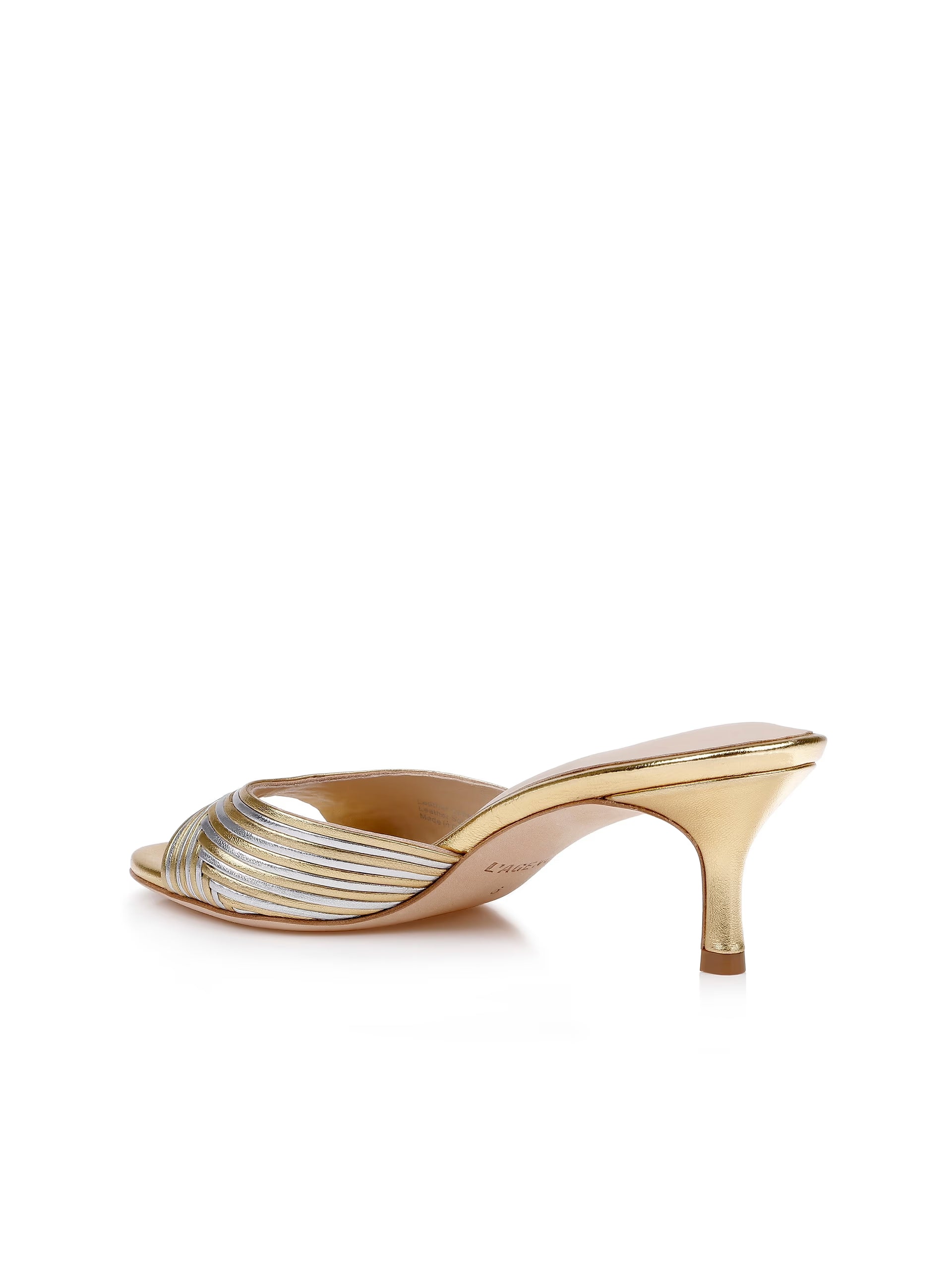 Chamonix Kitten Heel Mule Gold/Silver Sandals - Heeled Sandals L'Agence Shoes 