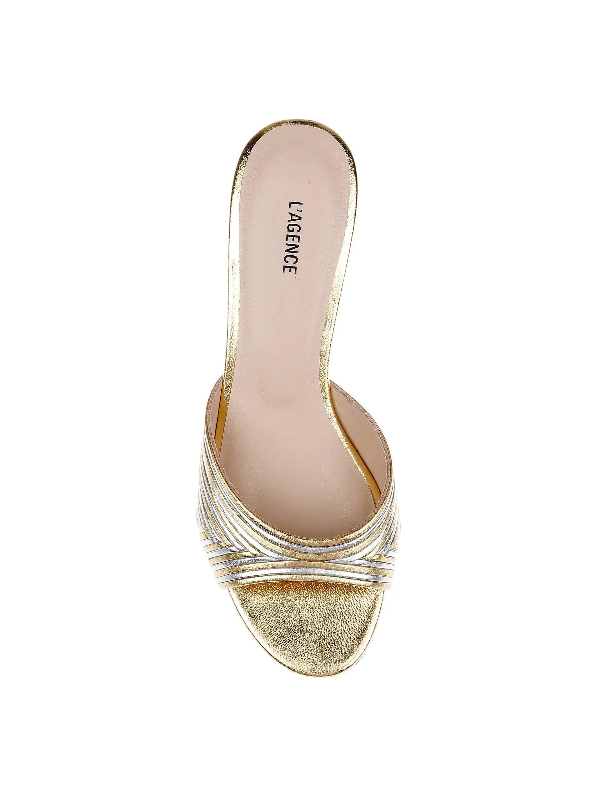 Chamonix Kitten Heel Mule Gold/Silver Sandals - Heeled Sandals L'Agence Shoes 