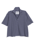 Patty Popover Short Sleeve Henley Yacht Stripe Tops - Tees Frank & Eileen 