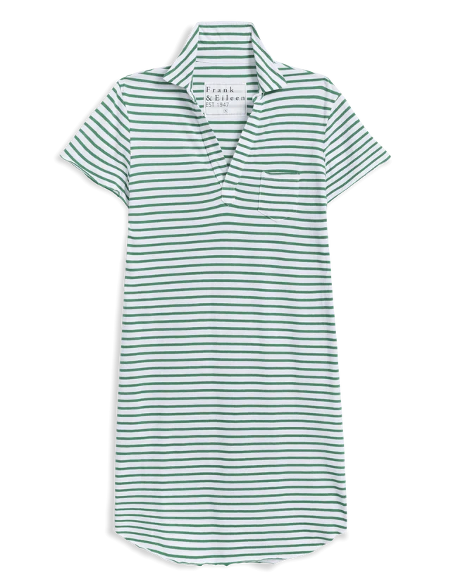 Lauren Polo Dress Green/White Stripe Dresses - Short Frank & Eileen 