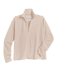 Patrick Popover Henley Vintage White and Camel Stripe Tops - Polo Frank & Eileen 