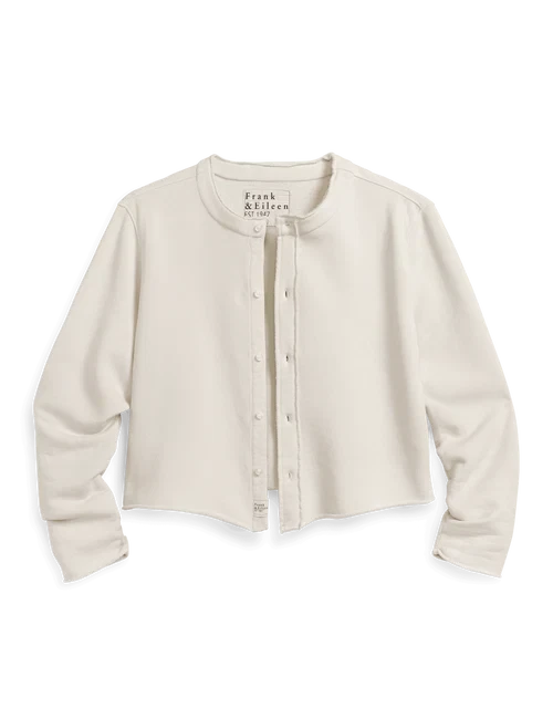 Jackie Sweatshirt Cardigan Vintage White Sweater - Cardigans Frank & Eileen 