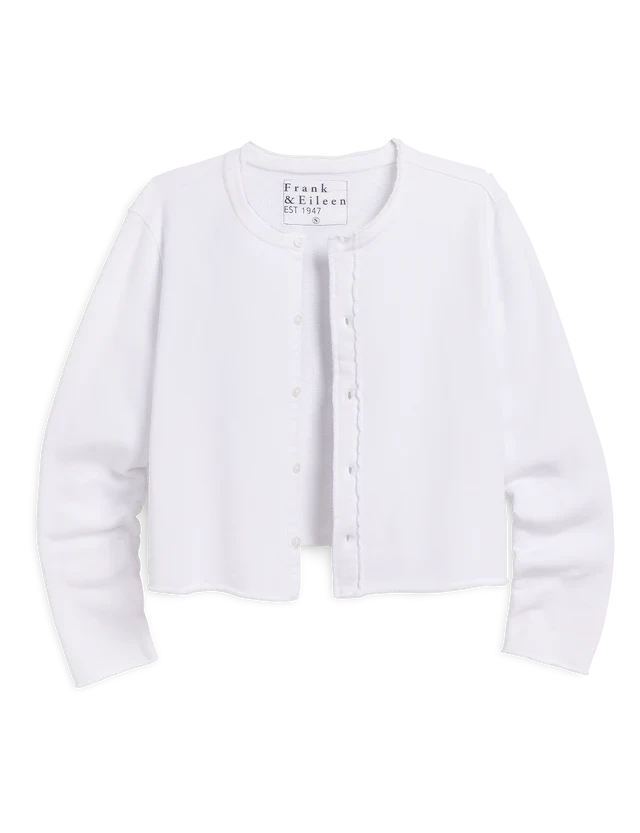 Jackie Sweatshirt Cardigan White Sweater - Cardigans Frank & Eileen 