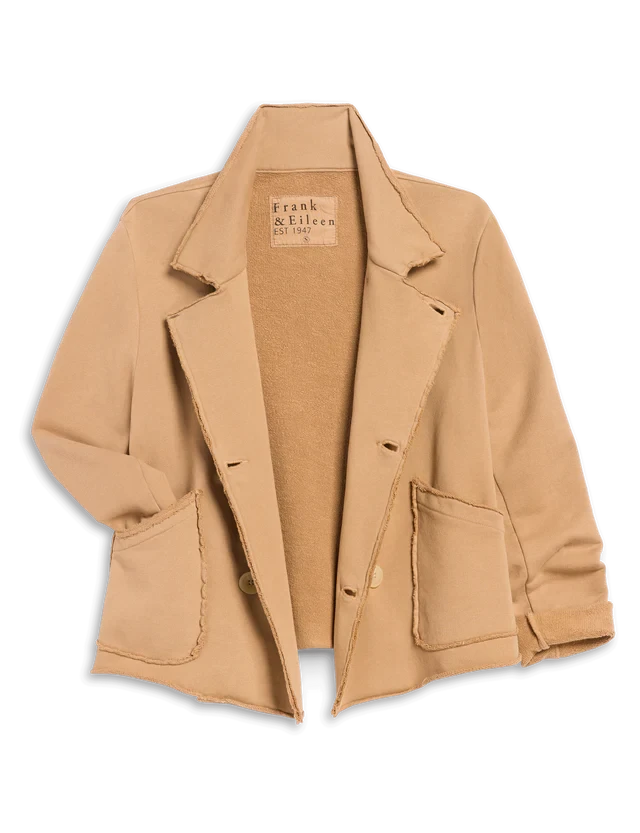 Mini Belfast Triple Fleece Cropped Sweatshirt Peacoat Camel Tops - Sweatshirts Frank & Eileen 