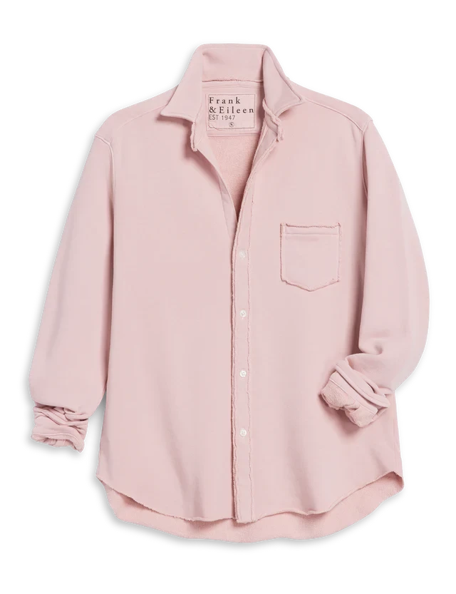 Eileen Triple Fleece Relaxed Button Up Shirt Antique Pink Tops - Button Down Frank & Eileen 