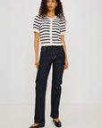 Lora Top Ivory/Navy Stripe