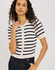 Lora Top Ivory/Navy Stripe