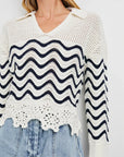Louise Sweater Wave Stripe Sweater - Crewneck Rails 