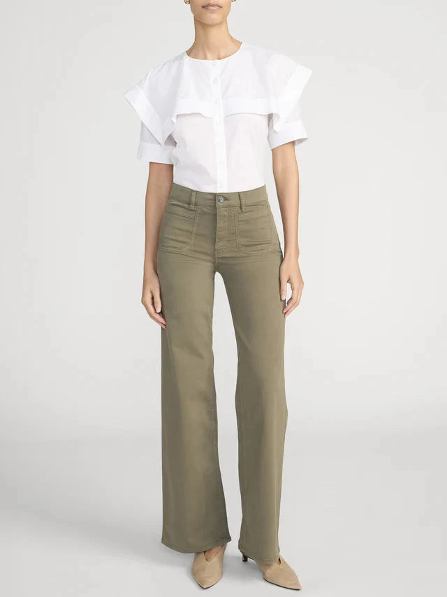 Le Slim Palazzo Modernist Pocket Grasshopper Denim - Flare & Wide Leg Frame 