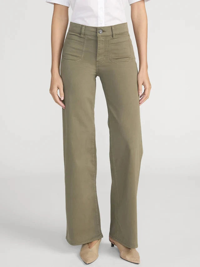 Le Slim Palazzo Modernist Pocket Grasshopper Denim - Flare & Wide Leg Frame 