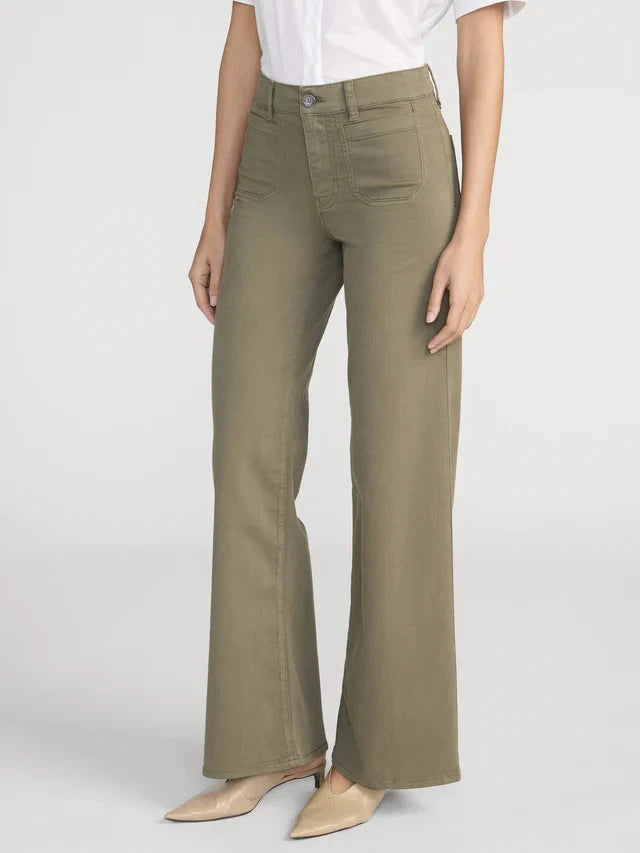 Le Slim Palazzo Modernist Pocket Grasshopper Denim - Flare & Wide Leg Frame 