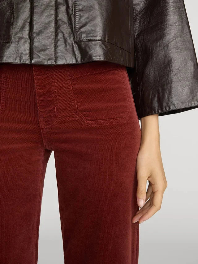 Le Slim Palazzo Modernist Pocket Corduroy Wine Pants - Trousers Frame 