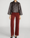 Le Slim Palazzo Modernist Pocket Corduroy Wine Pants - Trousers Frame 