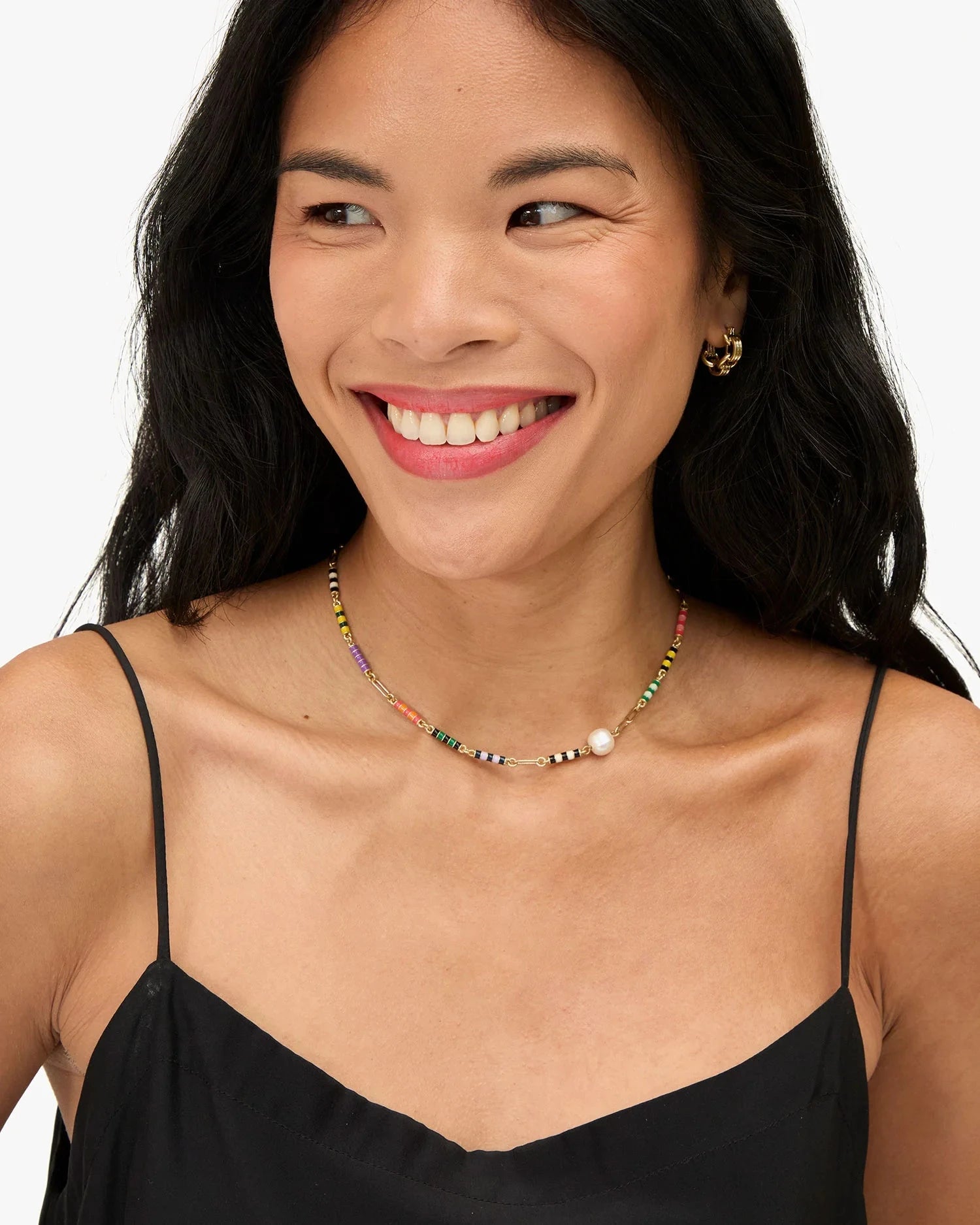 Le Stripe Pearl Necklace Necklaces Clare V. 
