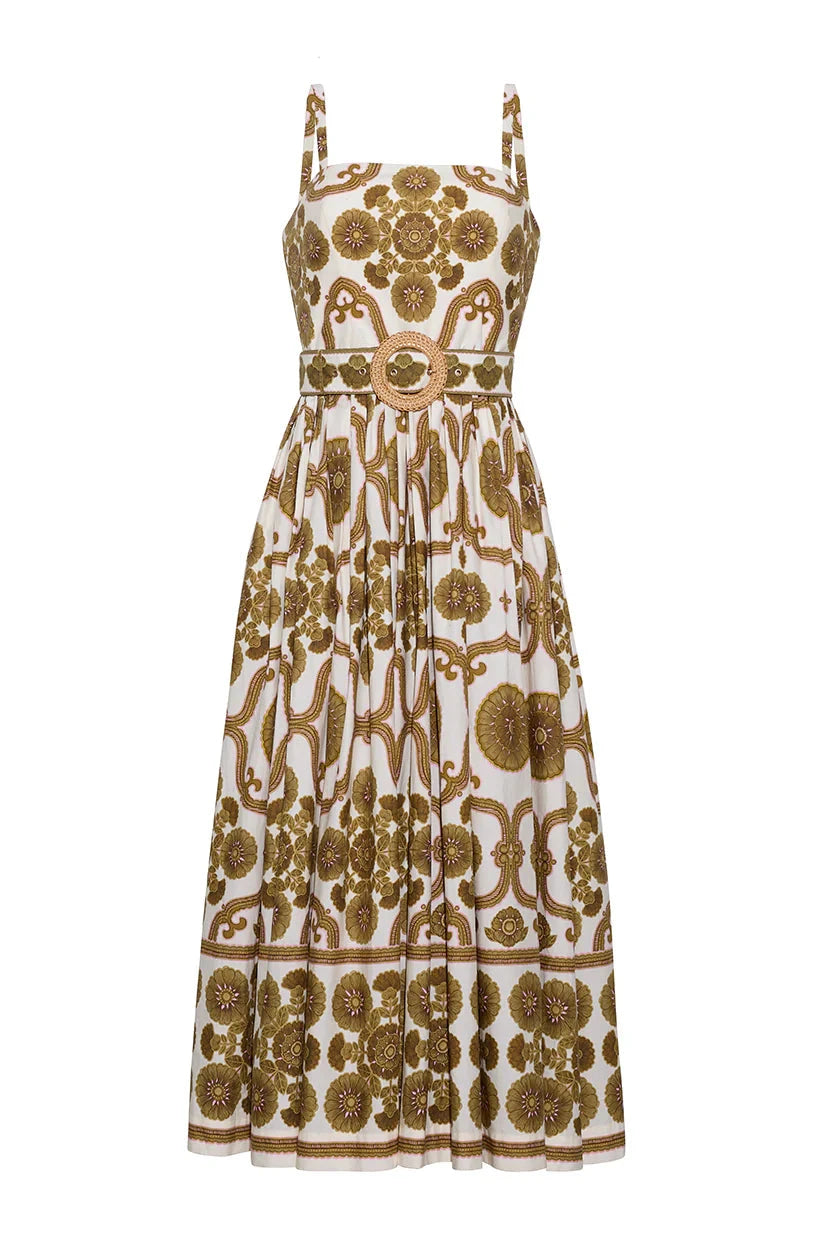 Lee Midi Dress Olive Floral Dresses - Midi Cara Cara 