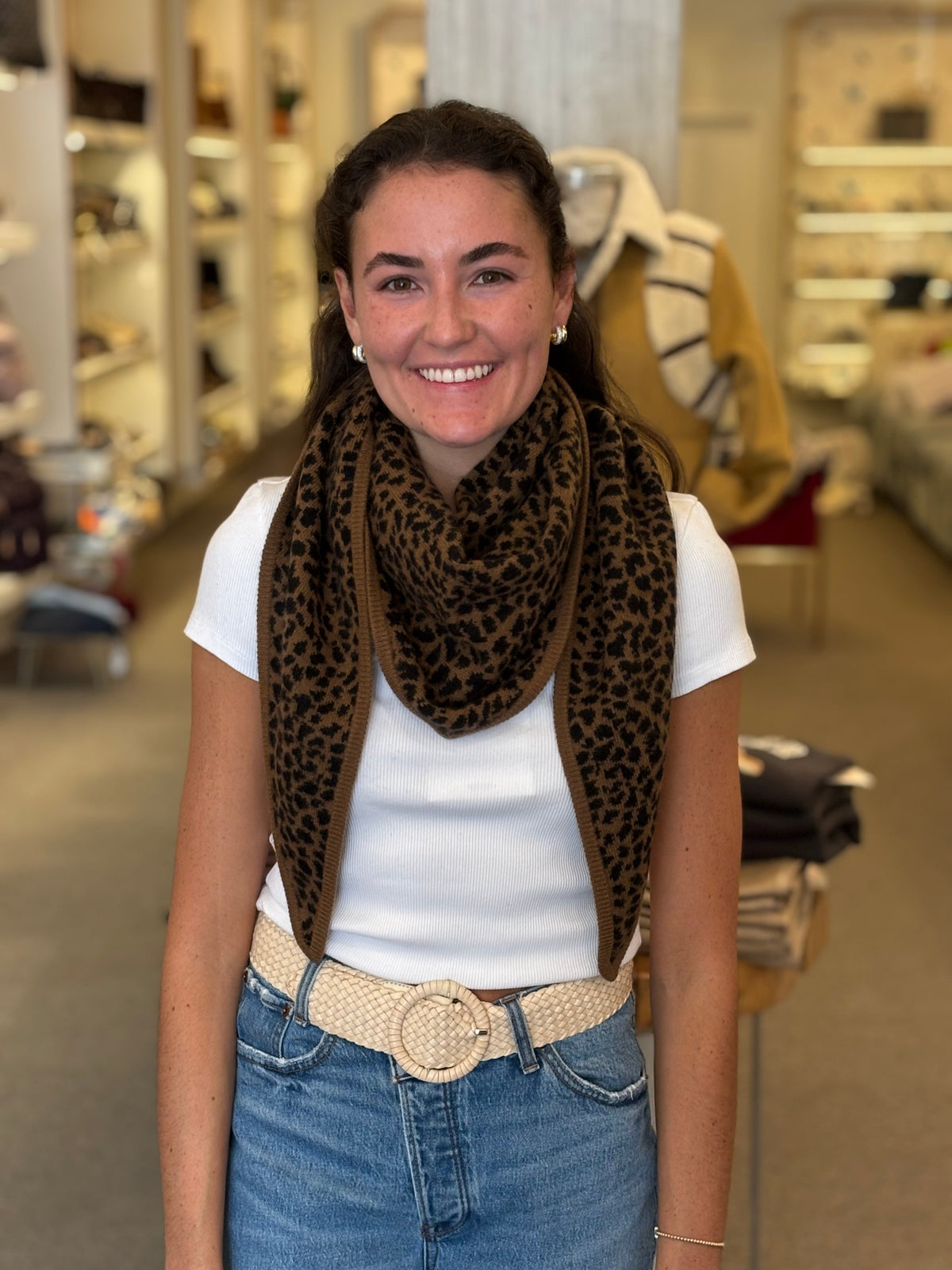 Cashmere Neckerchief Leopard Scarves White + Warren 